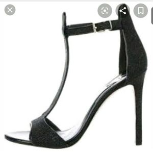 Black glitter B Brian Atwood T-strap Sandals 8